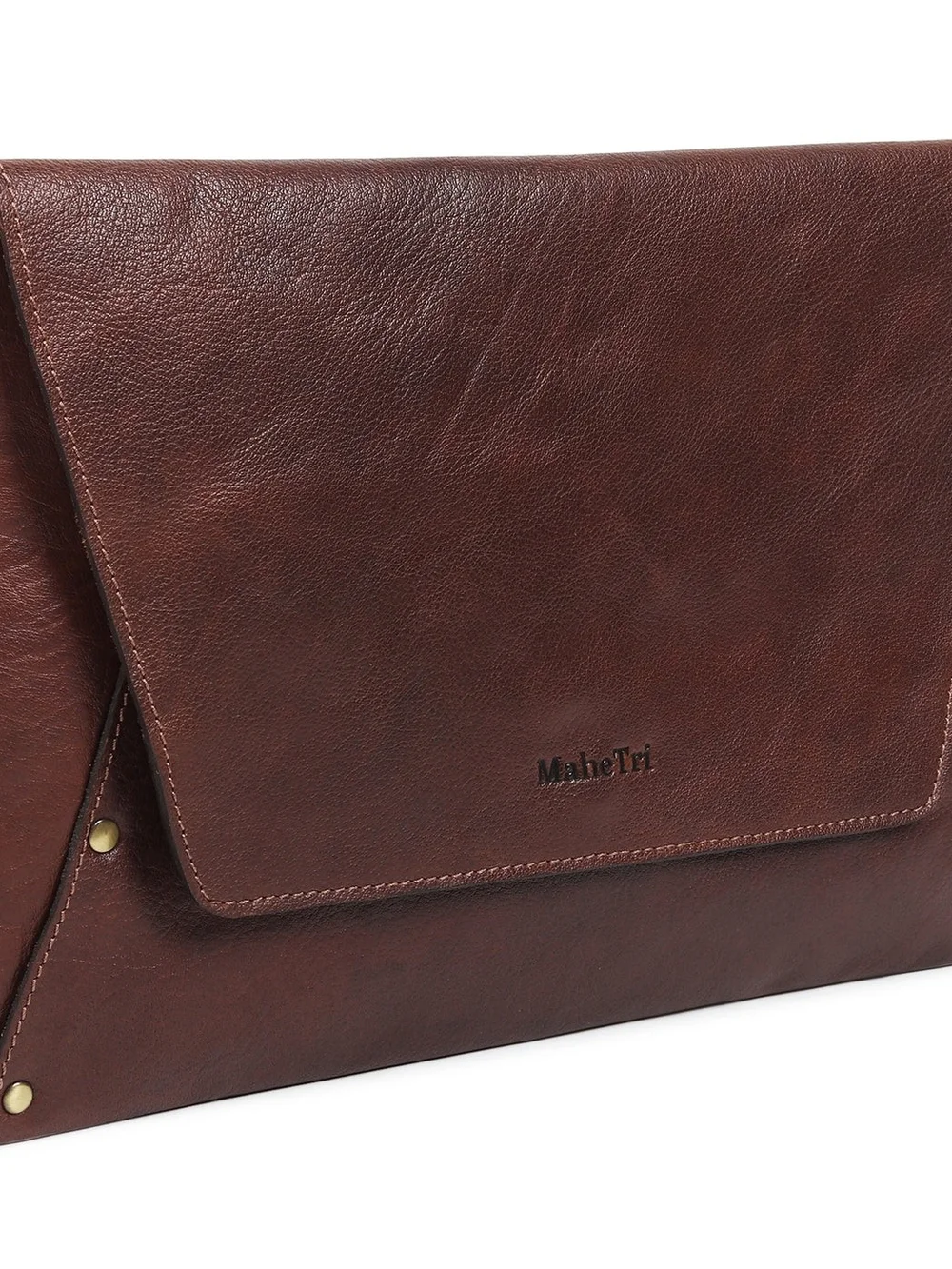 Vintage-Style Brown Leather Envelope Clutch